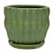 7.25" Green Ceramic Pot with Saucer by Ashland®